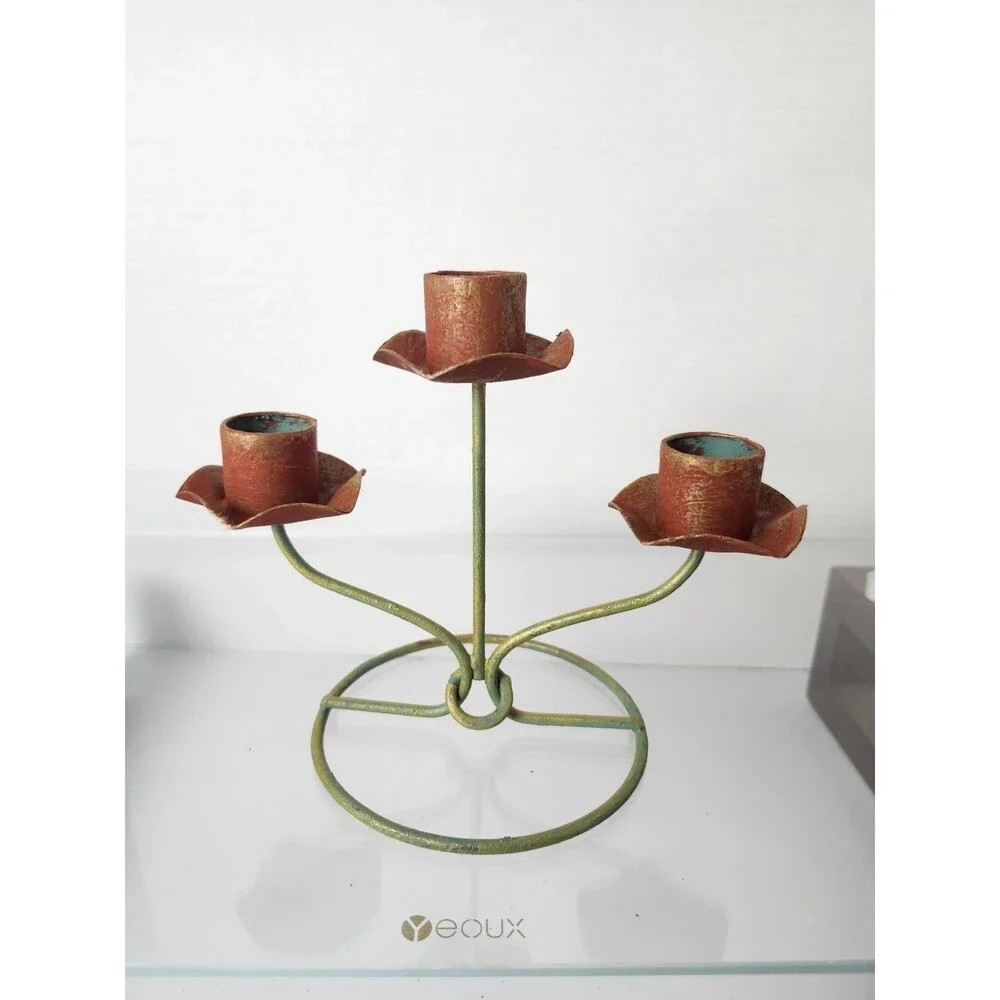Husna Imports 3 Tier Wrought Iron Candelabra.